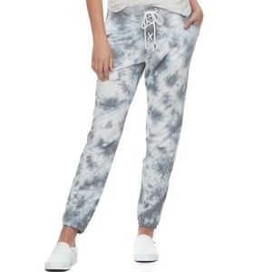 Cloud Chaser Gray White Tie Dye Lace Up Joggers Size Medium